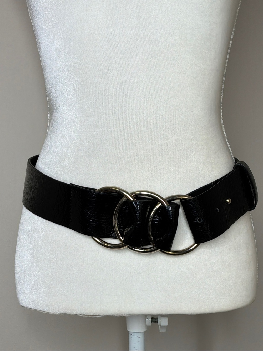 Banana Republic Black Patent Leather Triple-Ring Waist Belt